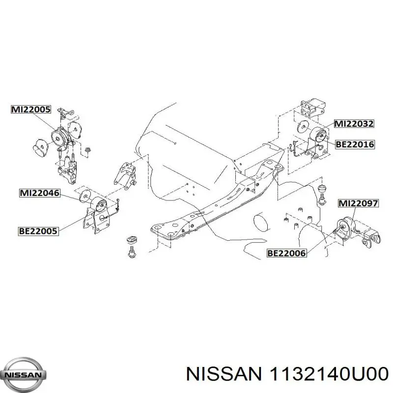 1132140U00 Nissan soporte, motor, trasero, silentblock