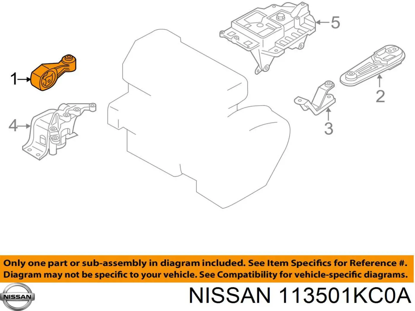Comprar 113501KC0A Nissan/Infiniti Soporte derecho trasero del motor