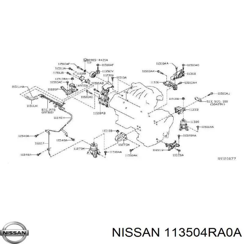 113504RA0A Nissan soporte, motor, superior