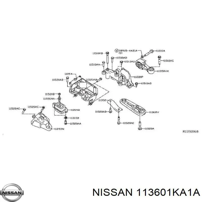 Soporte de motor trasero 113601KA1A Nissan/Infiniti