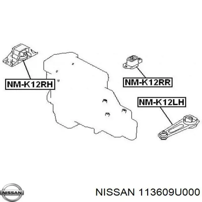 113609U000 Nissan soporte, motor izquierdo, inferior