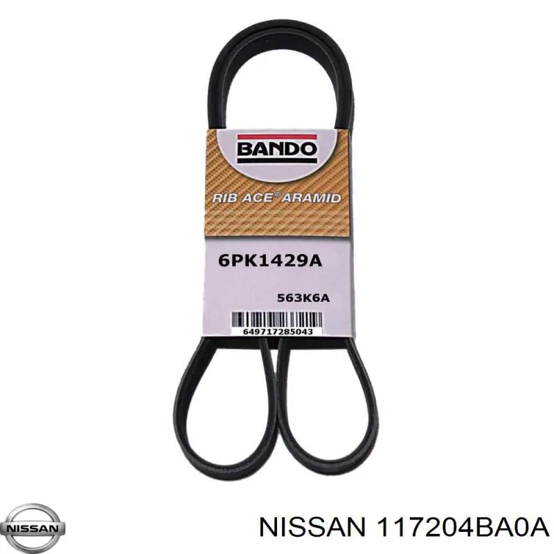 Correa de transmisión trapezoidal Nissan/Infiniti 117204BA0A precio, desde 15,66 EUR