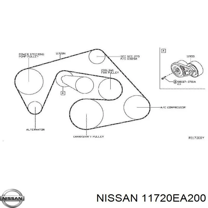 Correa de transmisión trapezoidal Nissan/Infiniti 11720EA200 precio, desde 20,37 EUR