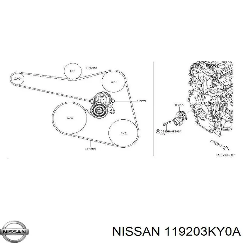 Comprar 119203KY0A Nissan/Infiniti Correa trapezoidal