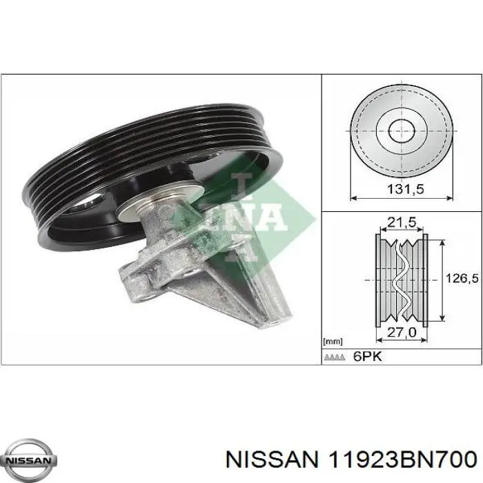 Comprar 11923BN700 Nissan/Infiniti Polea inversión/guía, correa poli V