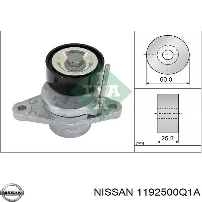 1192500Q1A Nissan tensor de correa, correa poli v