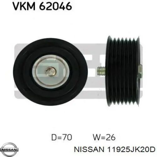 11925JK20A Nissan/Infiniti Polea guía correa poli V