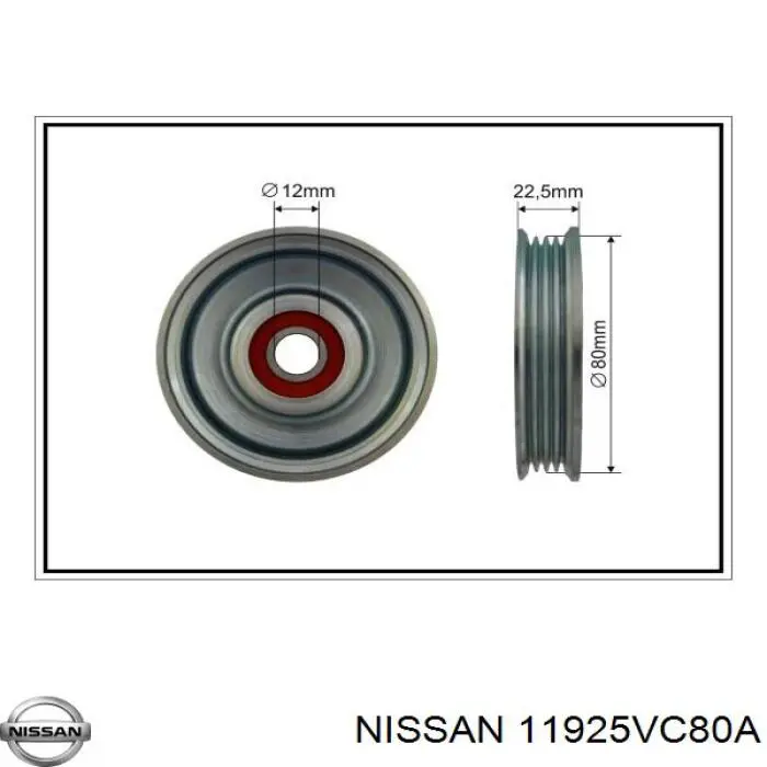 11925VC80A Nissan rodillo, correa trapecial poli v