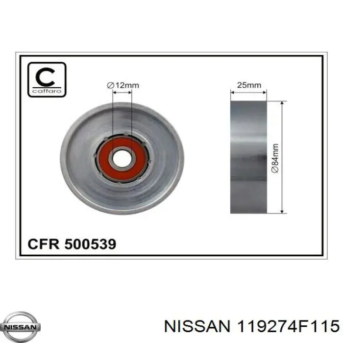 Comprar 119274F115 Nissan/Infiniti Polea tensora, correa poli V