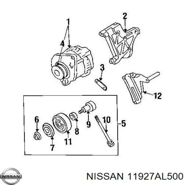 11927AL500 Nissan polea inversión / guía, correa poli v