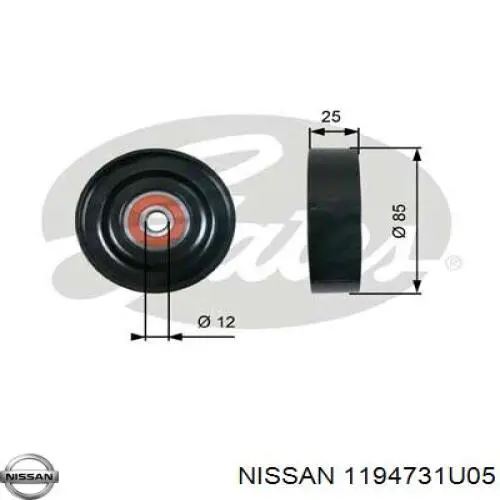 Rodillo tensor correa poli V Nissan/Infiniti 1194731U05 precio, desde 21,66 EUR