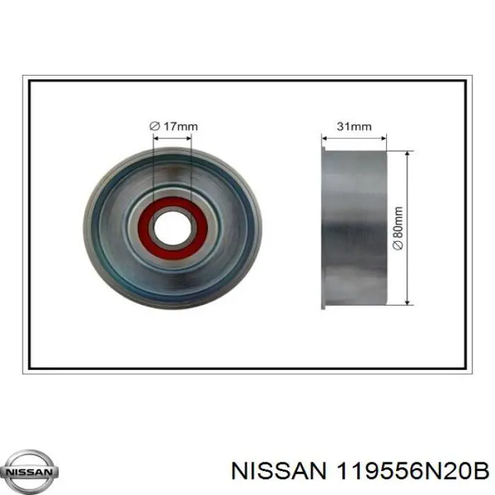 119556N20B Nissan tensor de correa, correa poli v