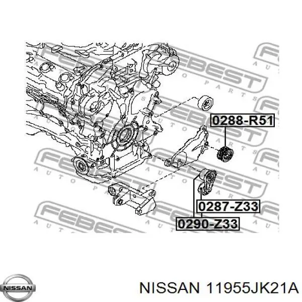 11955JK21A Nissan tensor de correa, correa poli v