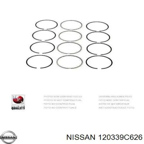 120339C626 Nissan juego de aros de pistón, motor, std
