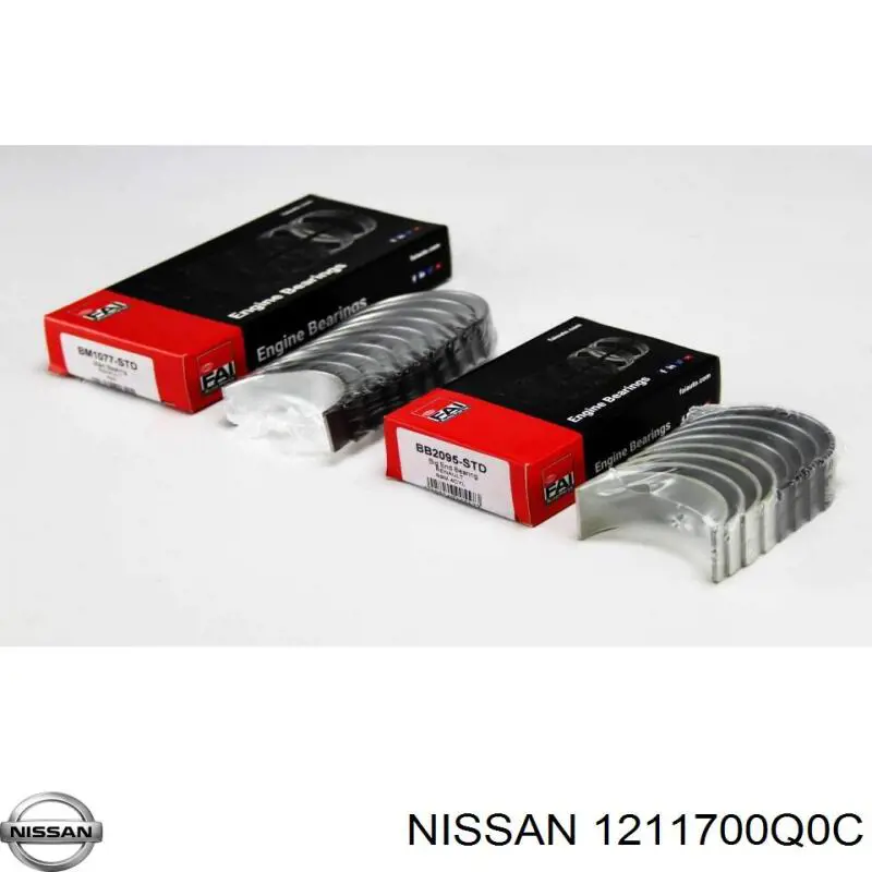1211700Q0C Nissan/Infiniti Juego de cojinetes de cigüeñal, estándar, STD