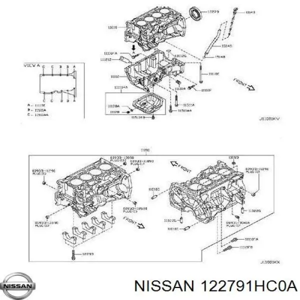 122791HC0A Nissan anillo retén, cigüeñal
