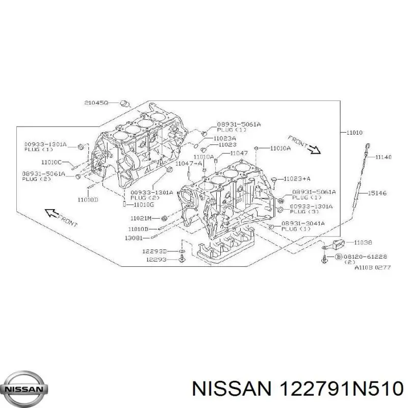 122790M300 Nissan anillo retén, cigüeñal