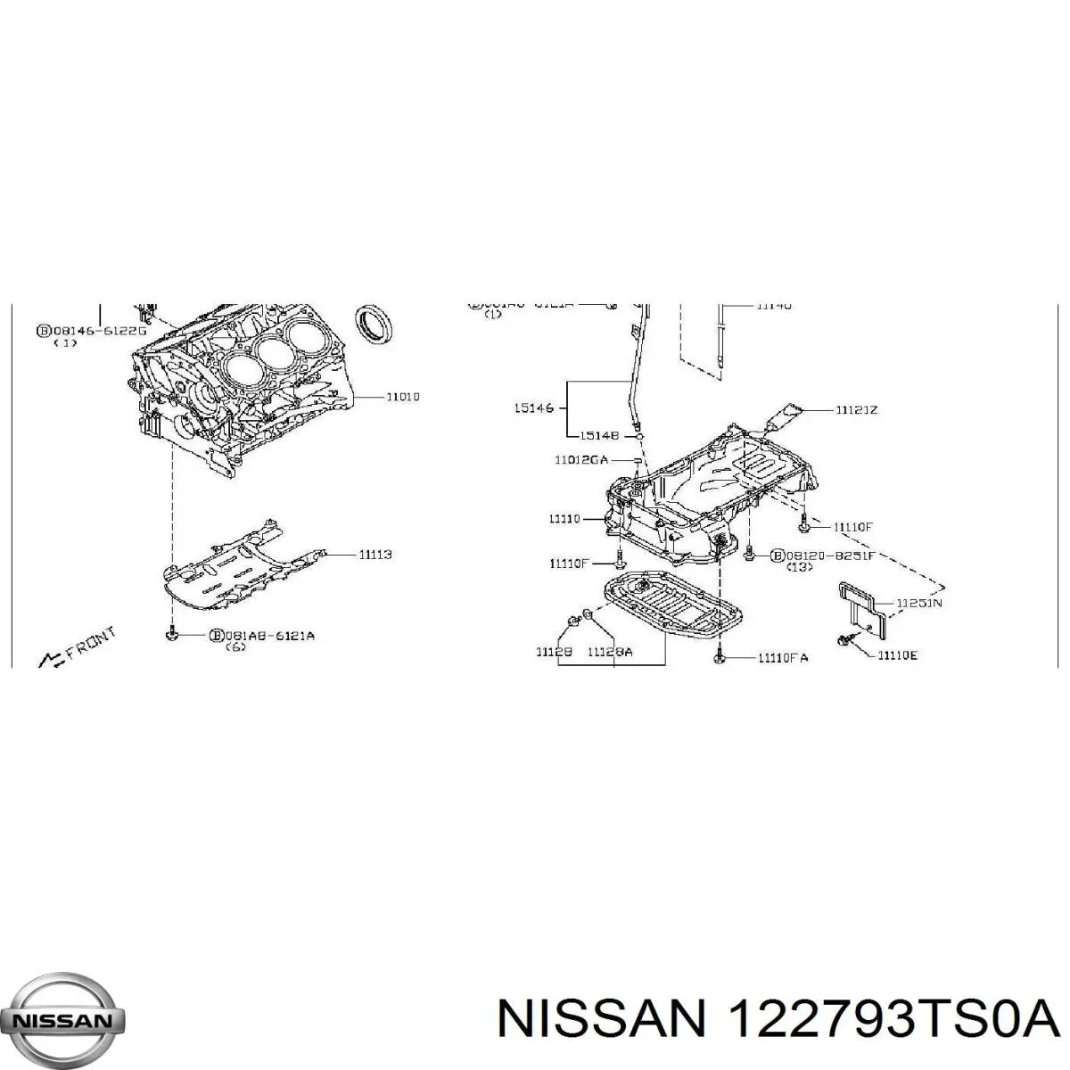 122793TS0A Nissan anillo retén, cigüeñal