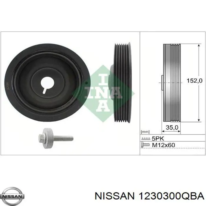 Comprar 1230300QBA Nissan/Infiniti La polea del cigüeñal