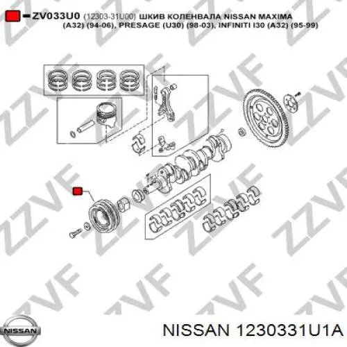 1230331U1A Nissan polea, cigüeñal