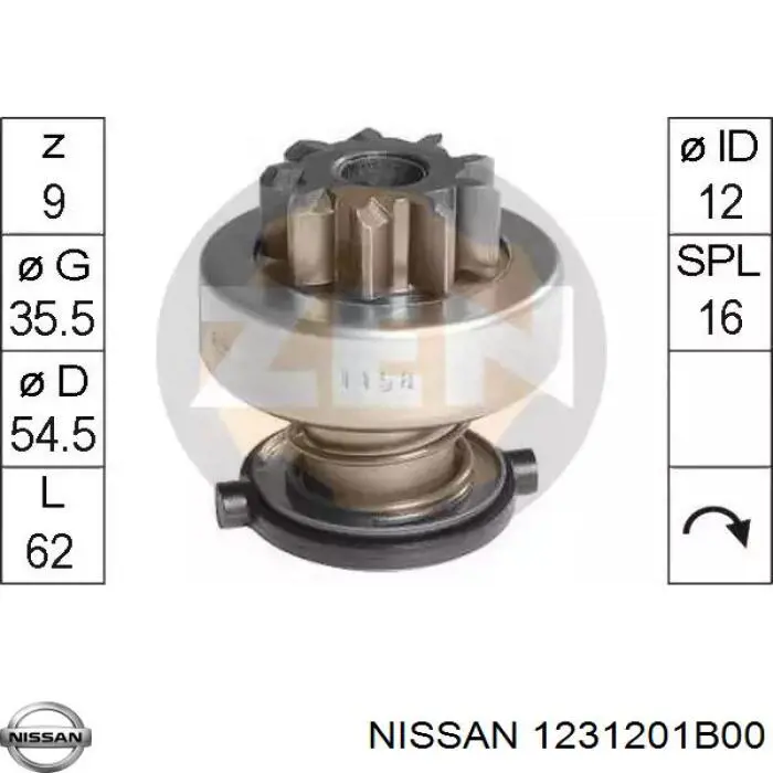 Comprar 1231201B00 Nissan/Infiniti Corona dentada del volante