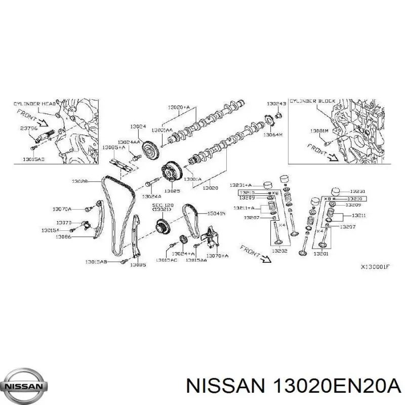 13020EN20A Nissan/Infiniti Árbol de levas de entrada