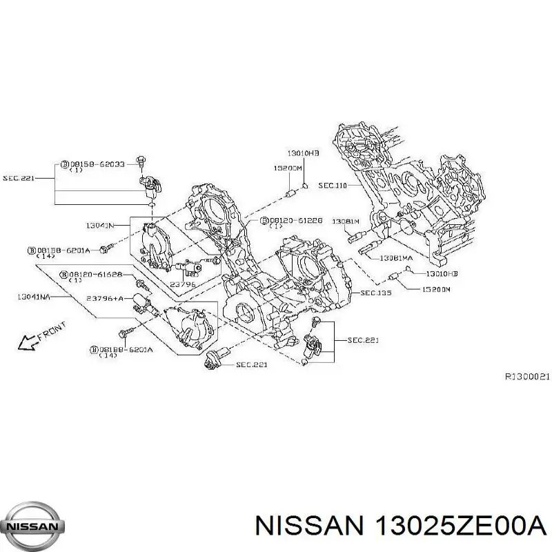 Piñón del árbol de levas 13025ZE00A Nissan/Infiniti