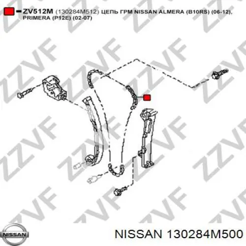 130284M500 Nissan cadena de distribución