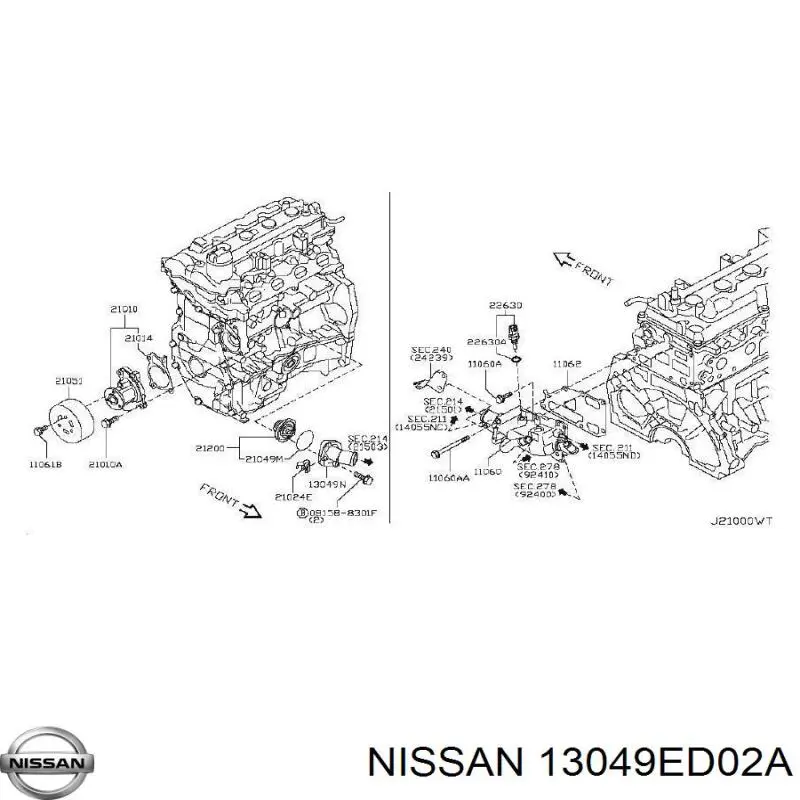 Tapa de termostato para Nissan Tiida (SC11X)
