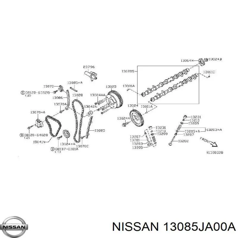 13085JA00A Nissan carril de deslizamiento, cadena de distribución superior