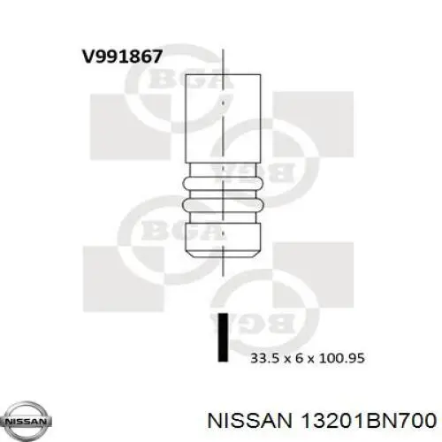 13201BN700 Nissan válvula de admisión