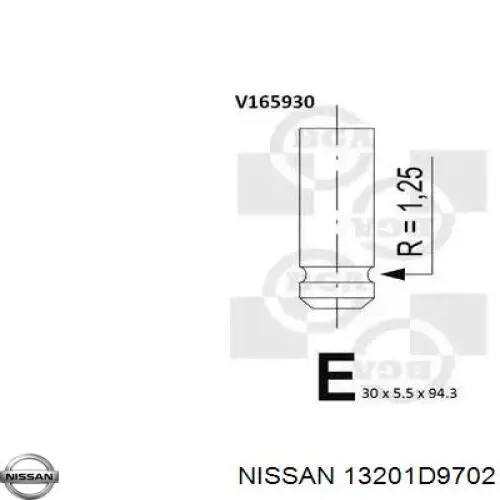 13201D9702 Nissan válvula de admisión