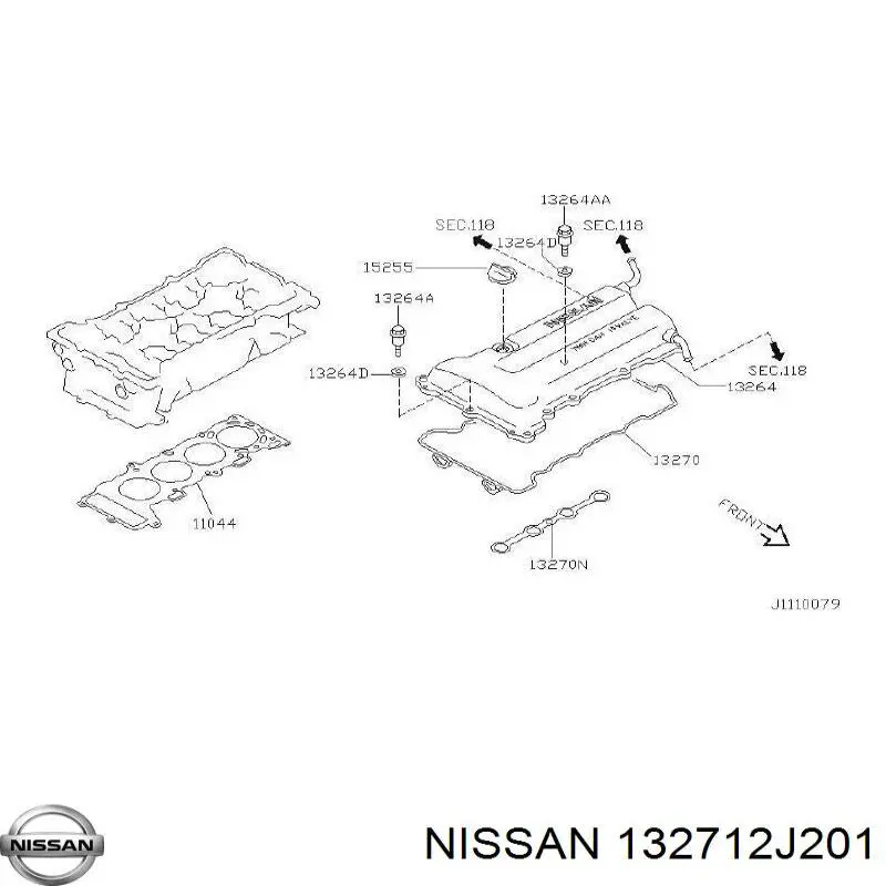 132712J201 Nissan/Infiniti Anillo de sellado del pozo de la bujía