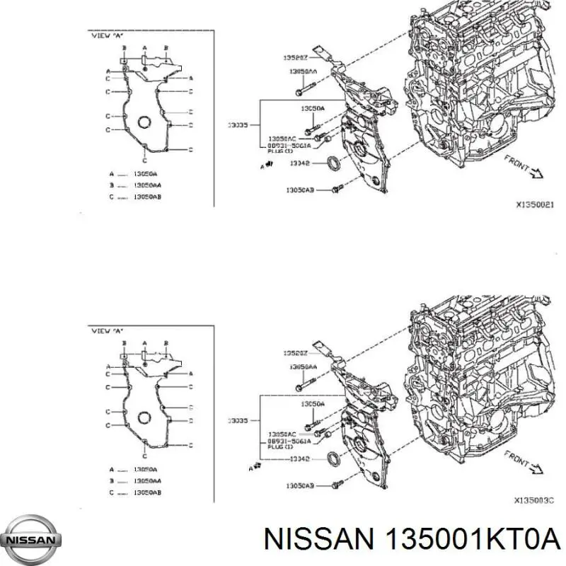 135001KT0A Nissan/Infiniti Tapa delantera del motor