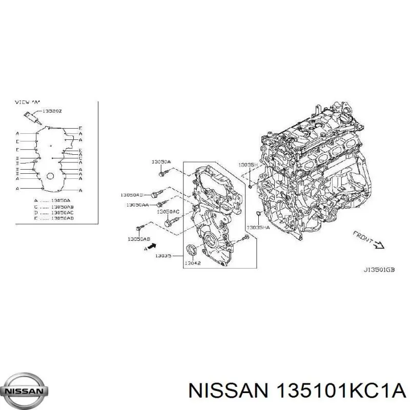 1351070J00 Nissan anillo retén, cigüeñal frontal