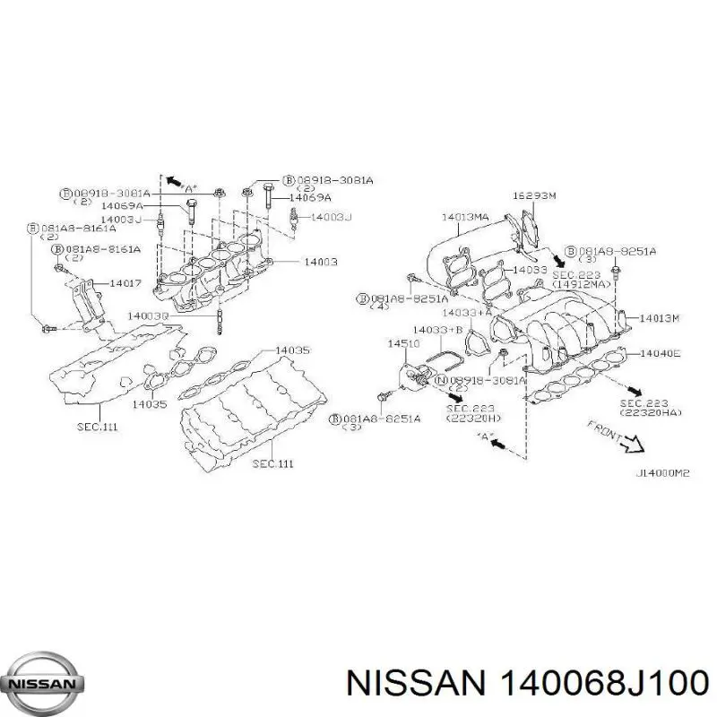 Colector de escape, izquierda para Nissan Murano (Z50)