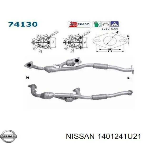 1401241U21 Nissan tubo de admisión del silenciador de escape delantero