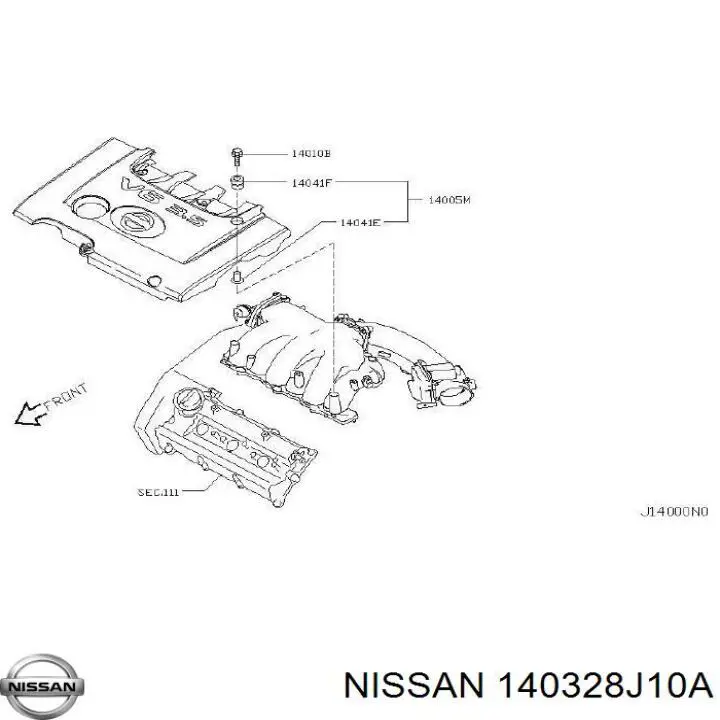 140328J10A Nissan junta, colector de admisión, superior