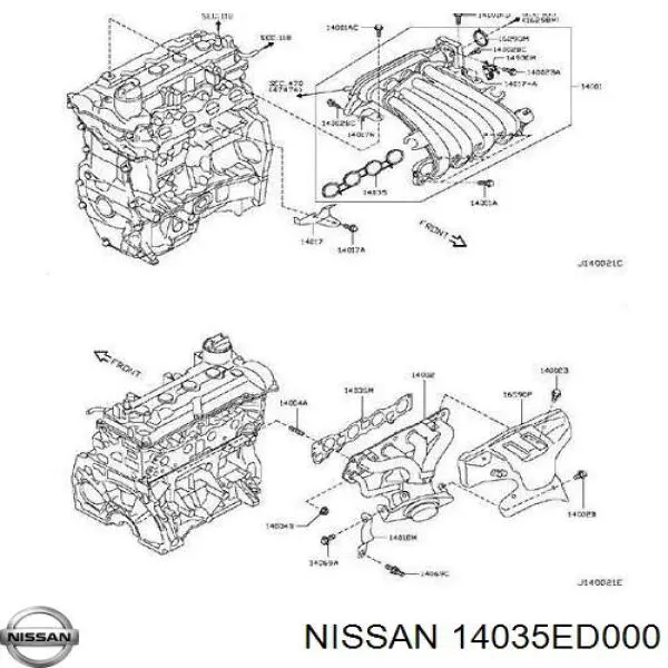 14035ED000 Nissan junta, colector de admisión