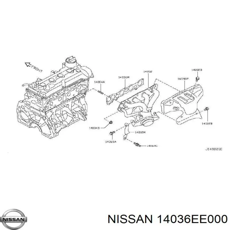 14036EE000 Nissan/Infiniti Junta colector joint