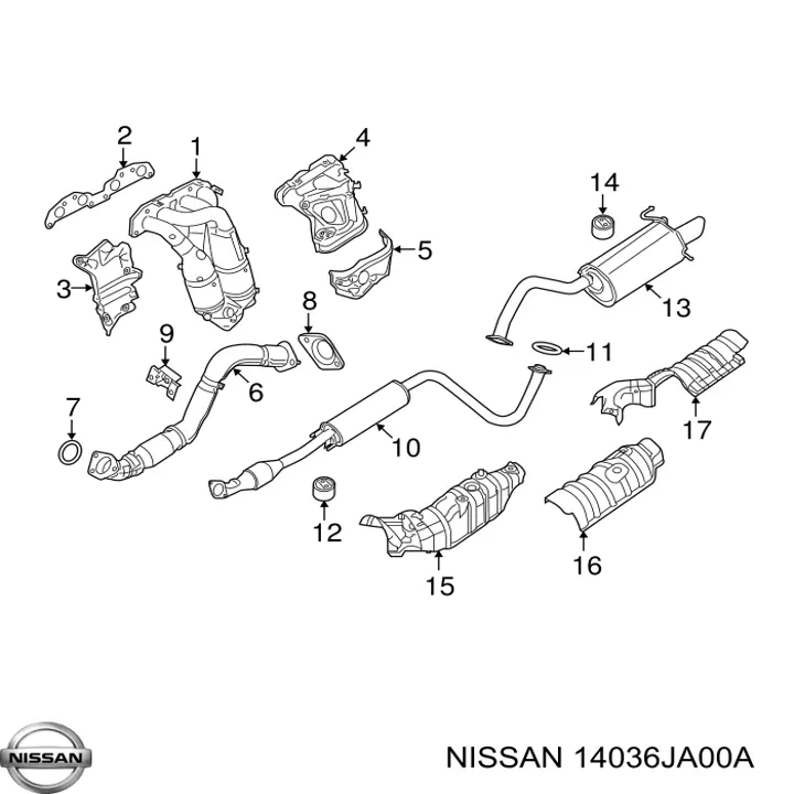 14036JA00A Hyundai/Kia junta de colector de escape