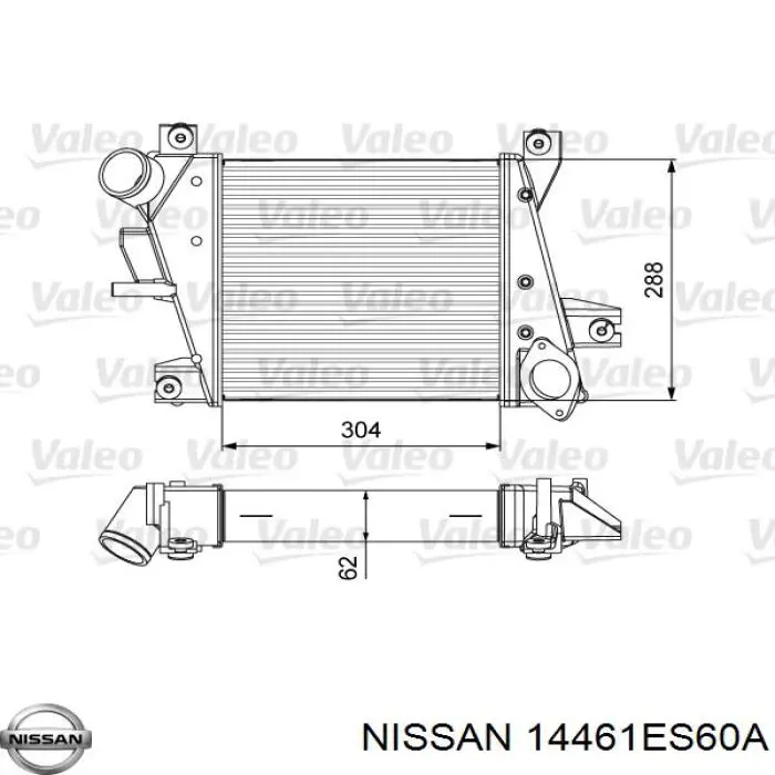 14461ES60A Nissan radiador de aire de admisión