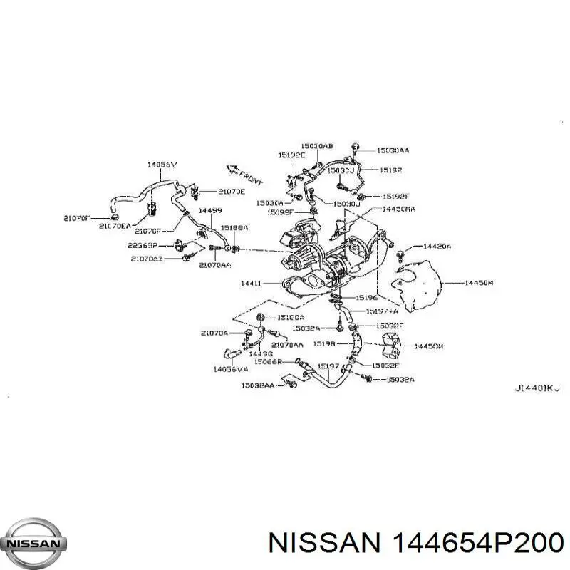 144654P200 Nissan junta de turbina, compresor de aire, admisión