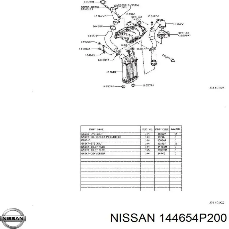 Junta de turbocompresor de admisión Nissan/Infiniti 144654P200 precio, desde 5,37 EUR