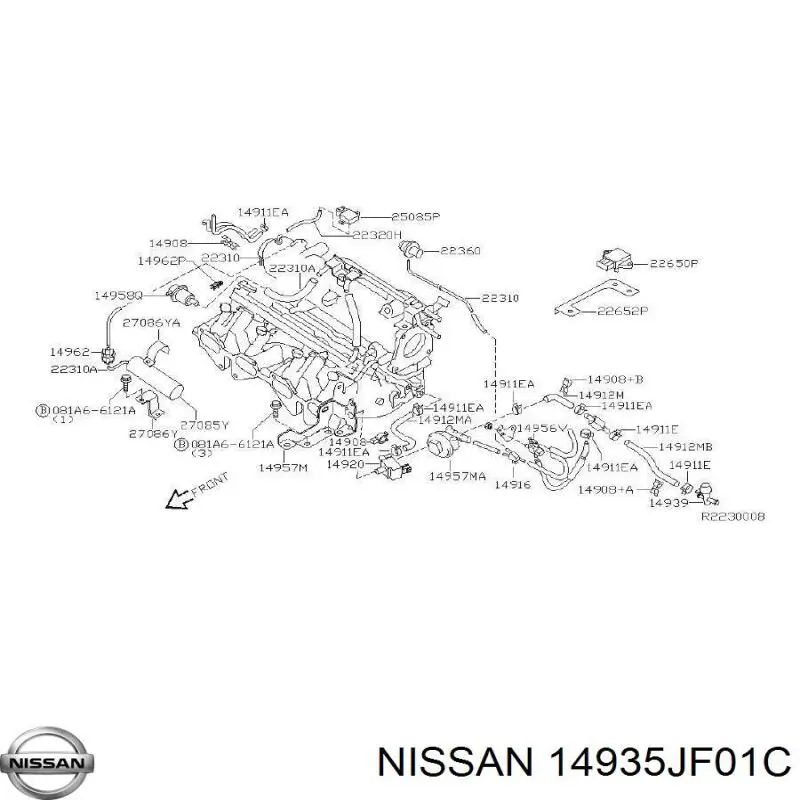 Valvula de ventilacion del canister Nissan/Infiniti 14935JF00C