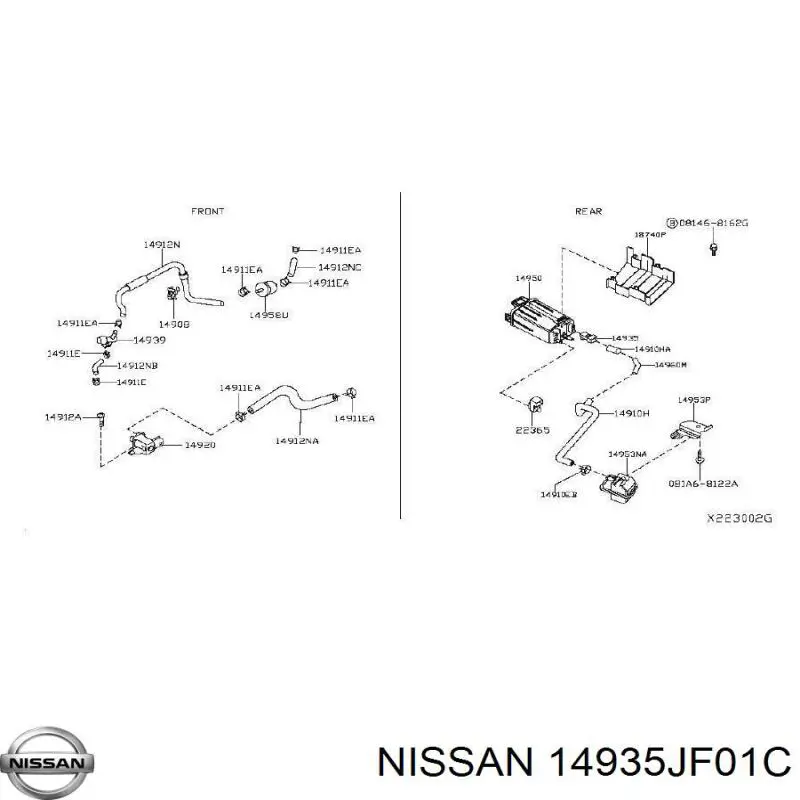 Valvula de ventilacion del canister Nissan/Infiniti 14935JF01C