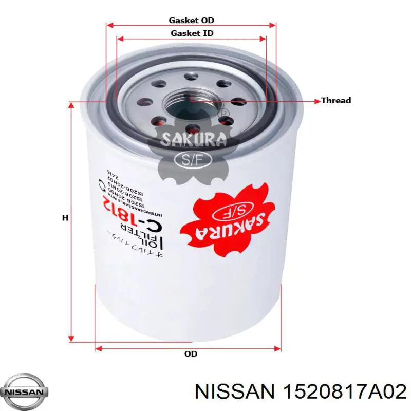 1520817A02 Nissan filtro de aceite