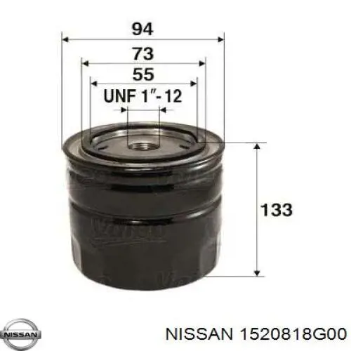 1520818G00 Nissan filtro de aceite