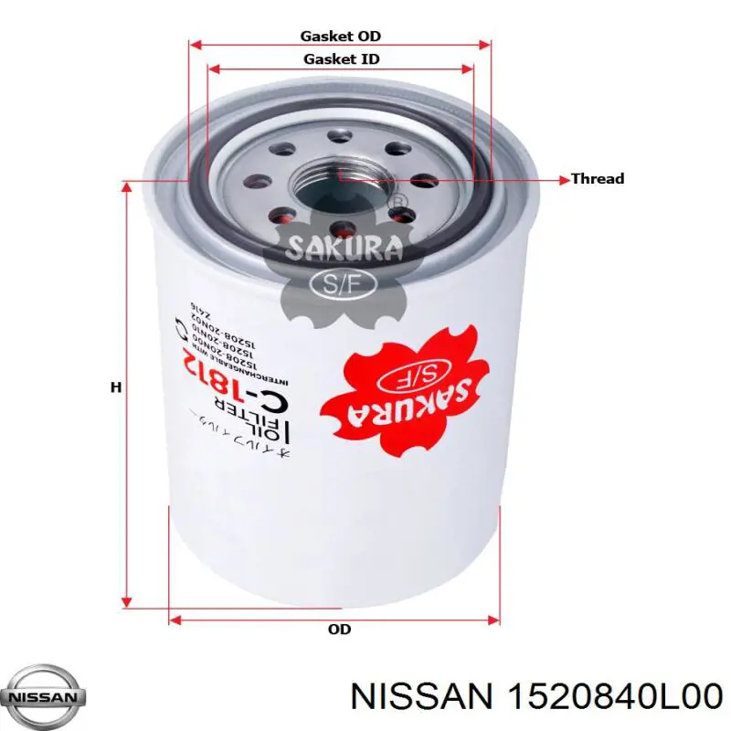 1520840L00 Nissan filtro de aceite