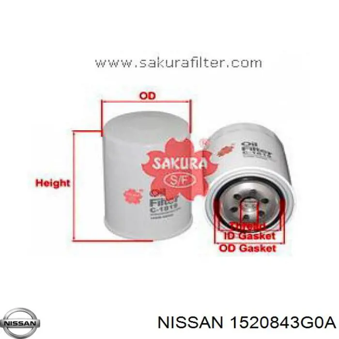 Filtro de aceite 1520843G0A Nissan/Infiniti